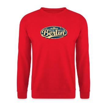 Berlin Vintage Stadtmotiv - Unisex Pullover - Rot - Vorne - Alina (178cm) & Michal (187cm)