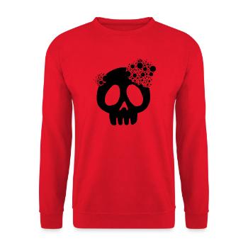 Schwarzer Schädel und Auflösung - Unisex Pullover - Rot - Vorne - Alina (178cm) & Michal (187cm)