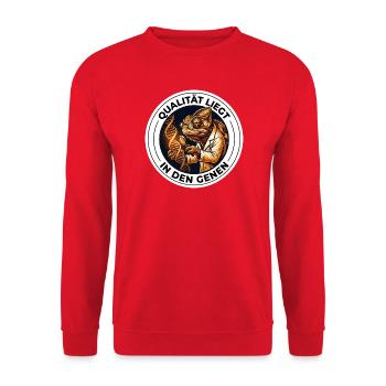Qualität liegt in den Genen Genetiker T-Shirt - Unisex Pullover - Rot - Vorne - Alina (178cm) & Michal (187cm)
