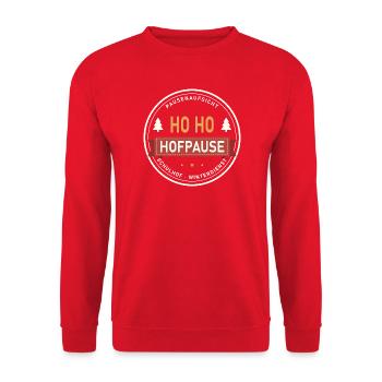 Ho Ho Hofpause – Lehrer und Lehrerinnen - Unisex Pullover - Rot - Vorne - Alina (178cm) & Michal (187cm)