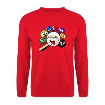 Lustige Billard Motive - Sports-Bar Bilder - Unisex Pullover - Rot - Vorne - Alina (178cm) & Michal (187cm)