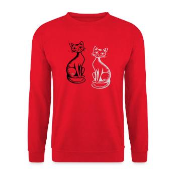 zwei Katzen - Unisex Pullover - Rot - Vorne - Alina (178cm) & Michal (187cm)