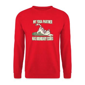 Yoga-katzenliebhaber Katze Mama - Unisex Pullover - Rot - Vorne - Alina (178cm) & Michal (187cm)