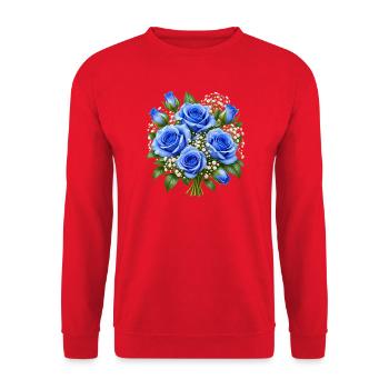 Azure Rose Bouquet - Unisex Pullover - Rot - Vorne - Alina (178cm) & Michal (187cm)
