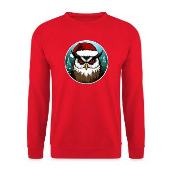 Weihnachten Eulen - Unisex Pullover - Rot - Vorne - Alina (178cm) & Michal (187cm)
