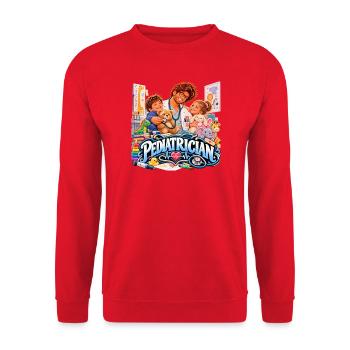 Infantiler Kinderarzt – Kuscheln und Diagnostik - Unisex Pullover - Rot - Vorne - Alina (178cm) & Michal (187cm)