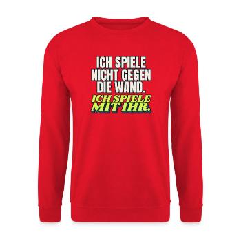 Padel - nicht gegen die Wand, mit ihr - Unisex Pullover - Rot - Vorne - Alina (178cm) & Michal (187cm)