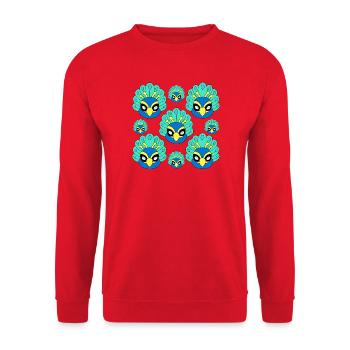 Süßes Pfauengesicht - Unisex Pullover - Rot - Vorne - Alina (178cm) & Michal (187cm)