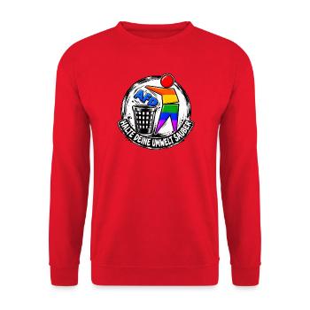 Regenbogenheld Reinigung - Unisex Pullover - Rot - Vorne - Alina (178cm) & Michal (187cm)