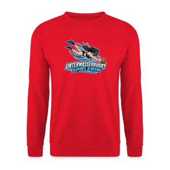 Unterwasserrugby Spielerin Illustration - Unisex Pullover - Rot - Vorne - Alina (178cm) & Michal (187cm)