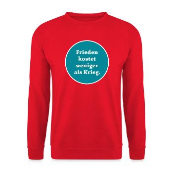 Frieden kostet weniger als Krieg - Unisex Pullover - Rot - Vorne - Alina (178cm) & Michal (187cm)