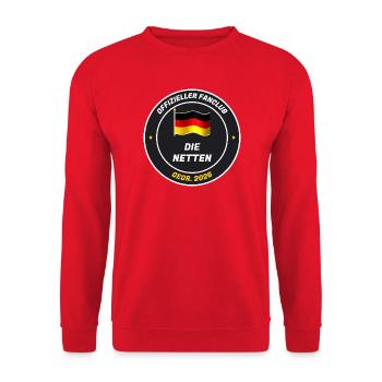 Offizieller Fanclub der Netten - gegr. 2026 - Unisex Pullover - Rot - Vorne - Alina (178cm) & Michal (187cm)