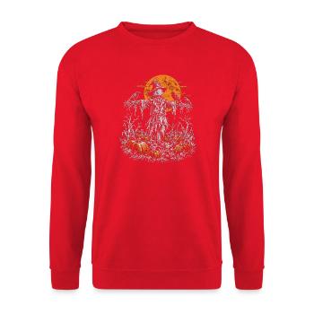 Die Vogelscheuche im Kürbisfeld - Unisex Pullover - Rot - Vorne - Alina (178cm) & Michal (187cm)
