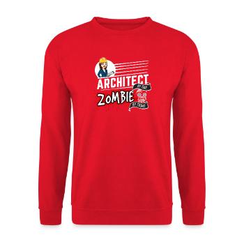 Architect by day Zombie by night - Architektin - Unisex Pullover - Rot - Vorne - Alina (178cm) & Michal (187cm)