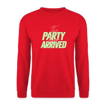 Die Party Ist Angekommen Neon - Unisex Pullover - Rot - Vorne - Alina (178cm) & Michal (187cm)