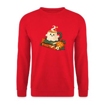 Verzauberte Tasse Herbstbücher - Unisex Pullover - Rot - Vorne - Alina (178cm) & Michal (187cm)