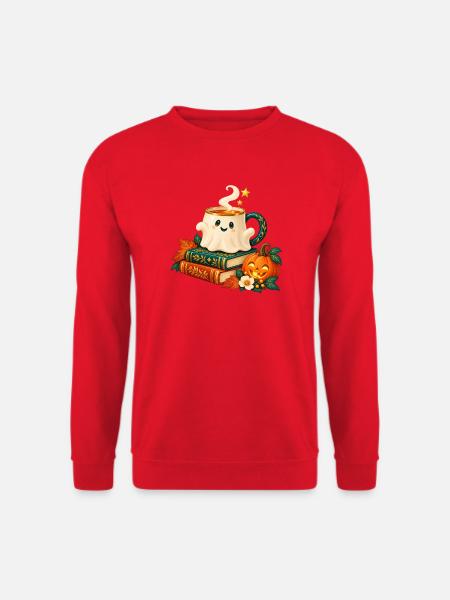 Verzauberte Tasse Herbstbücher - Unisex Pullover - Rot