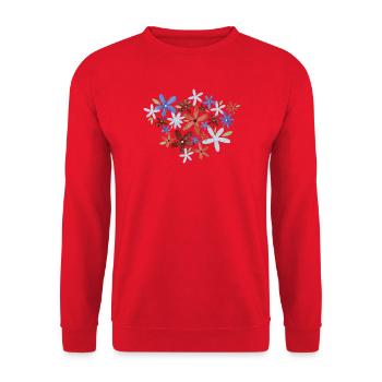 Aquarell Blumen - Unisex Pullover - Rot - Vorne - Alina (178cm) & Michal (187cm)