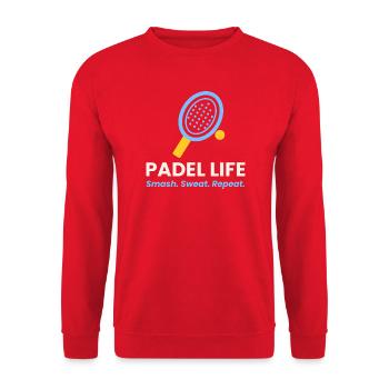 Padel Life Shirt Smash Sweat Repeat Padel Player - Unisex Pullover - Rot - Vorne - Alina (178cm) & Michal (187cm)