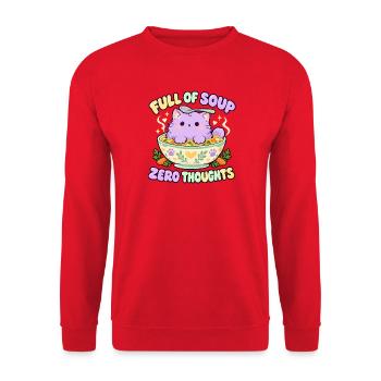 Full of Soup Zero Thoughts - Unisex Pullover - Rot - Vorne - Alina (178cm) & Michal (187cm)