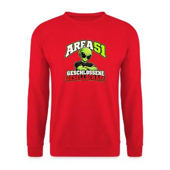 Area 51 – Geschlossene Gesellschaft - Unisex Pullover - Rot - Vorne - Alina (178cm) & Michal (187cm)