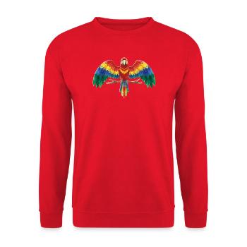 Bunter Papagei - Unisex Pullover - Rot - Vorne - Alina (178cm) & Michal (187cm)