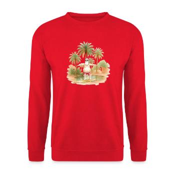 Weihnachten unter Palmen - Unisex Pullover - Rot - Vorne - Alina (178cm) & Michal (187cm)