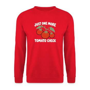Lustiger Tomatengärtner – Nur noch ein Tomatencheck - Unisex Pullover - Rot - Vorne - Alina (178cm) & Michal (187cm)