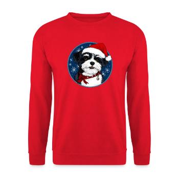 Hund Weihnachtsmann - Unisex Pullover - Rot - Vorne - Alina (178cm) & Michal (187cm)