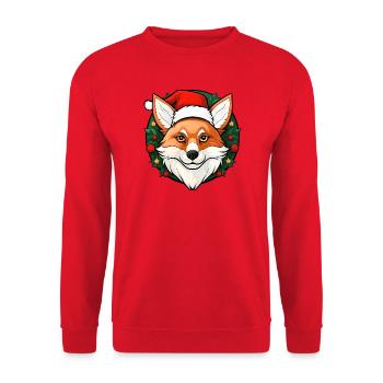 Fuchs Weihnachtsmann - Unisex Pullover - Rot - Vorne - Alina (178cm) & Michal (187cm)