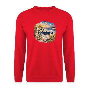 Föhr Inselglück Strandmotiv - Unisex Pullover - Rot - Vorne - Alina (178cm) & Michal (187cm)