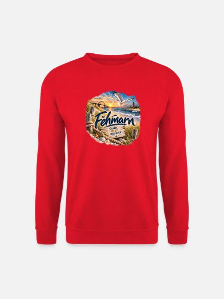 Föhr Inselglück Strandmotiv - Unisex Pullover - Rot