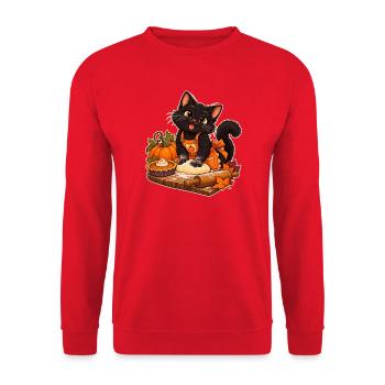 Kürbiskatzenbäcker - Unisex Pullover - Rot - Vorne - Alina (178cm) & Michal (187cm)