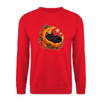 Mondbeschienene Kürbiskatze - Unisex Pullover - Rot - Vorne - Alina (178cm) & Michal (187cm)