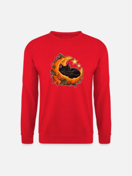 Mondbeschienene Kürbiskatze - Unisex Pullover - Rot