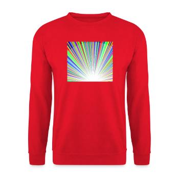 Leuchtendes Regenbogen-Sonnenstrahlmuster - Unisex Pullover - Rot - Vorne - Alina (178cm) & Michal (187cm)
