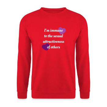 Asexuelle Immunität - Unisex Pullover - Rot - Vorne - Alina (178cm) & Michal (187cm)