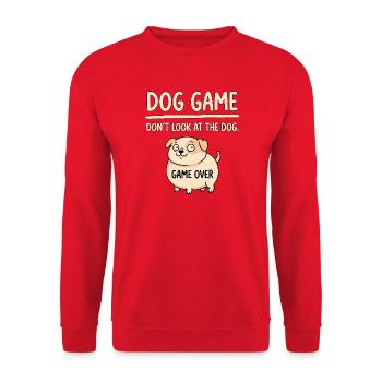 Hunde Spiel Nicht Gucken - Unisex Pullover - Rot - Vorne - Alina (178cm) & Michal (187cm)
