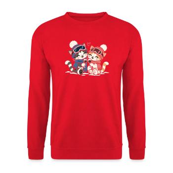 Après Ski Wein Snowboarder Skihütte Party - Unisex Pullover - Rot - Vorne - Alina (178cm) & Michal (187cm)