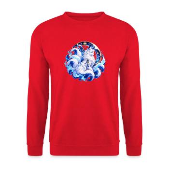 Lunar Spirit Fox - Unisex Pullover - Rot - Vorne - Alina (178cm) & Michal (187cm)