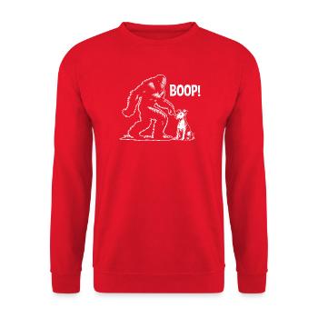 Funny Bigfoot Yeti Boop The Snoot Dog Humor - Unisex Pullover - Rot - Vorne - Alina (178cm) & Michal (187cm)