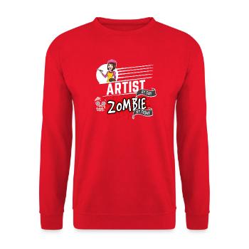 Artist by day Zombie by night - Künstlerin - Unisex Pullover - Rot - Vorne - Alina (178cm) & Michal (187cm)