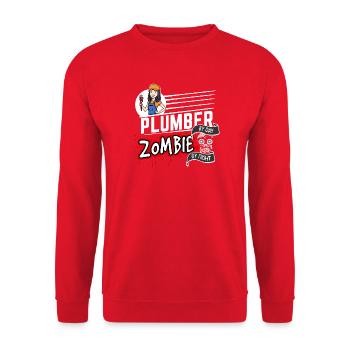 Plumber by day Zombie by night - Klempnerin - Unisex Pullover - Rot - Vorne - Alina (178cm) & Michal (187cm)