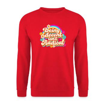 Being Decent Isn't Radical Retro - Unisex Pullover - Rot - Vorne - Alina (178cm) & Michal (187cm)