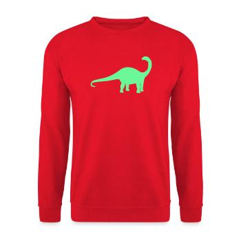 Neon Dino Silhouette - Unisex Pullover - Rot - Vorne - Alina (178cm) & Michal (187cm)