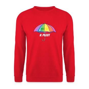 Il Pleut – Frecher Regenschirm im Regenbogenlook - Unisex Pullover - Rot - Vorne - Alina (178cm) & Michal (187cm)