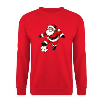 Fussballer Weihnachten - Unisex Pullover - Rot - Vorne - Alina (178cm) & Michal (187cm)