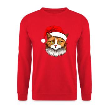 Katzen Christmas - Unisex Pullover - Rot - Vorne - Alina (178cm) & Michal (187cm)