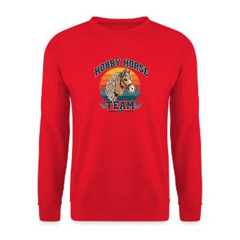 Hobby Horse Team Vintage Retro - Unisex Pullover - Rot - Vorne - Alina (178cm) & Michal (187cm)