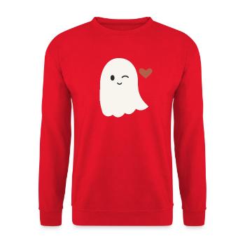 Halloween Geist Herren - Unisex Pullover - Rot - Vorne - Alina (178cm) & Michal (187cm)